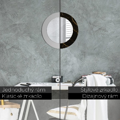 Miroir rond avec décoration Marbre noir