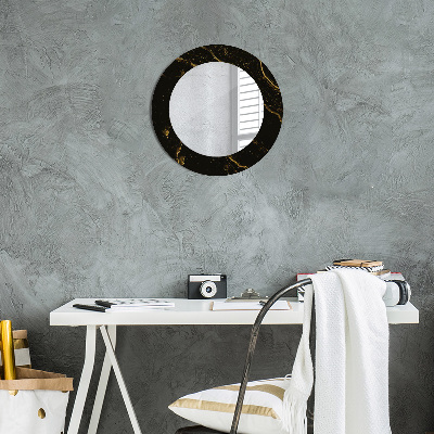 Miroir rond avec décoration Marbre noir