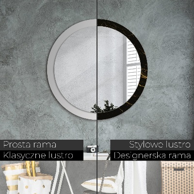 Miroir rond avec décoration Marbre noir