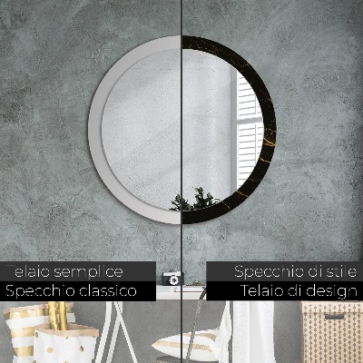 Miroir rond avec décoration Marbre noir