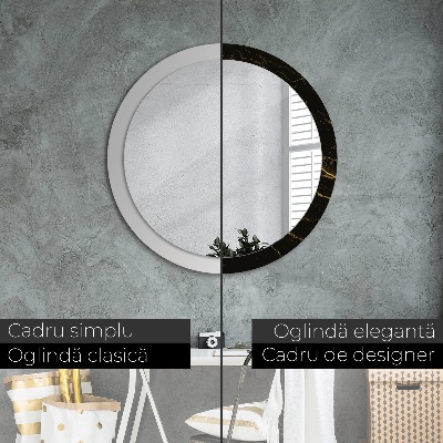 Miroir rond avec décoration Marbre noir