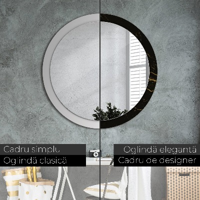 Miroir rond avec décoration Marbre noir