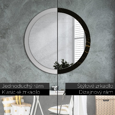 Miroir rond avec décoration Marbre noir