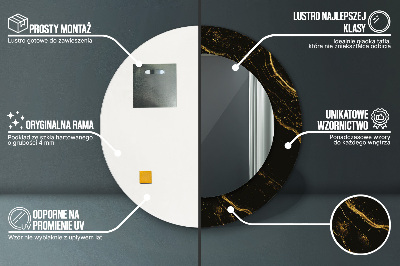 Miroir rond avec décoration Marbre noir