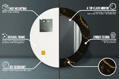Miroir rond avec décoration Marbre noir
