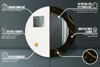 Miroir rond avec décoration Marbre noir