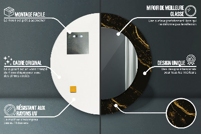 Miroir rond avec décoration Marbre noir