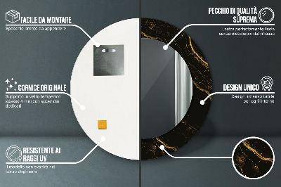 Miroir rond avec décoration Marbre noir