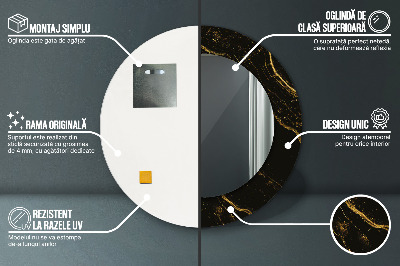 Miroir rond avec décoration Marbre noir
