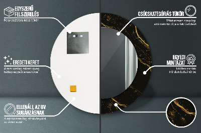 Miroir rond avec décoration Marbre noir