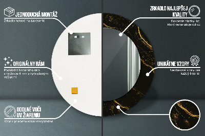 Miroir rond avec décoration Marbre noir