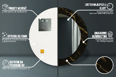 Miroir rond avec décoration Marbre noir