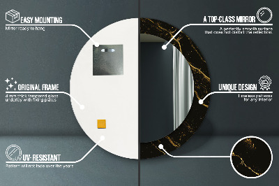 Miroir rond avec décoration Marbre noir
