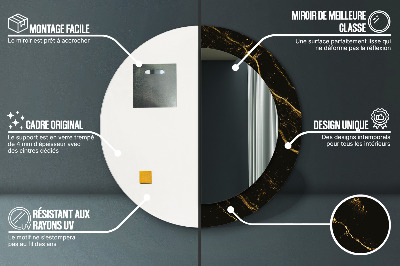 Miroir rond avec décoration Marbre noir