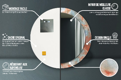 Miroir rond imprimé Marbres d'onyx