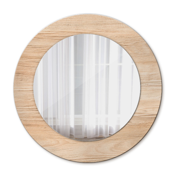 Miroir rond avec décoration Texture du bois