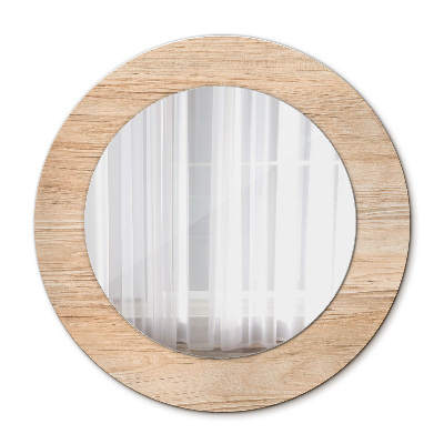 Miroir rond avec décoration Texture du bois