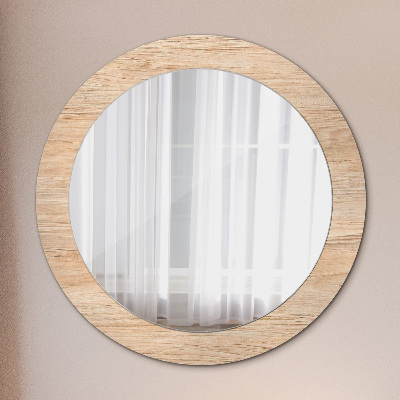 Miroir rond avec décoration Texture du bois