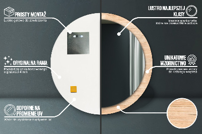 Miroir rond avec décoration Texture du bois