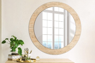 Miroir rond avec décoration Texture du bois