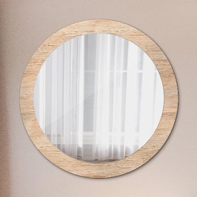 Miroir rond avec décoration Texture du bois