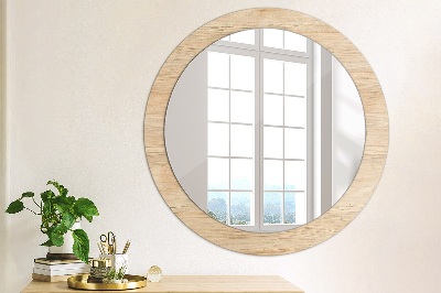 Miroir rond avec décoration Texture du bois