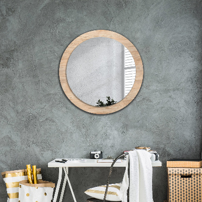 Miroir rond avec décoration Texture du bois