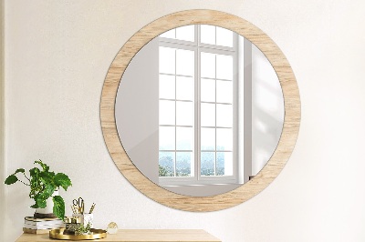 Miroir rond avec décoration Texture du bois