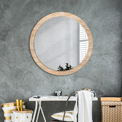 Miroir rond avec décoration Texture du bois