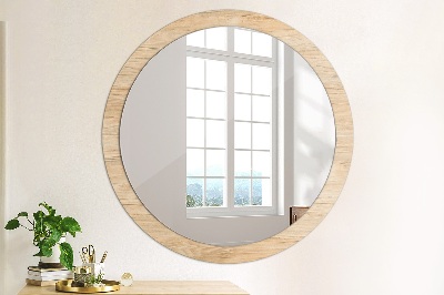 Miroir rond avec décoration Texture du bois
