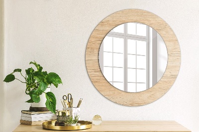 Miroir rond avec décoration Texture du bois