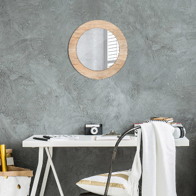 Miroir rond avec décoration Texture du bois