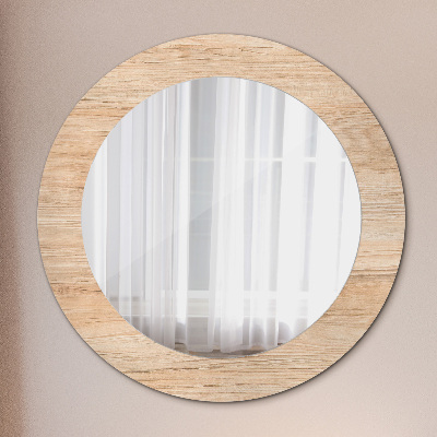 Miroir rond avec décoration Texture du bois