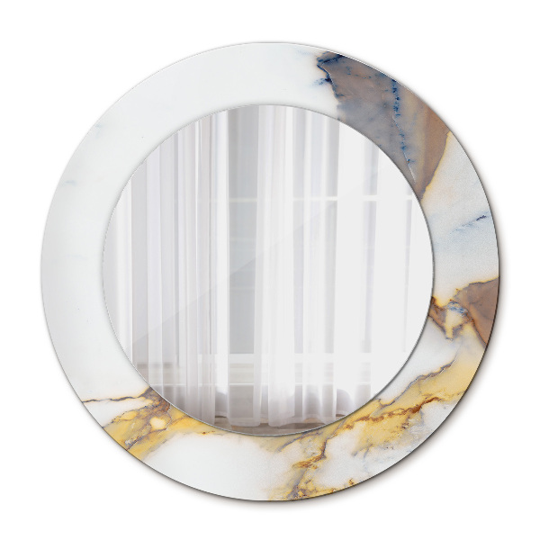 Miroir rond imprimé Marbre blanc