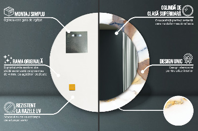 Miroir rond imprimé Marbre blanc