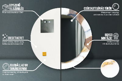Miroir rond imprimé Marbre blanc