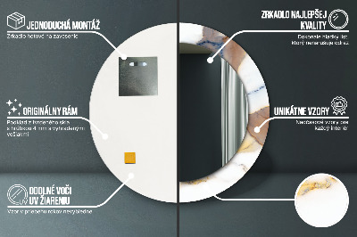 Miroir rond imprimé Marbre blanc