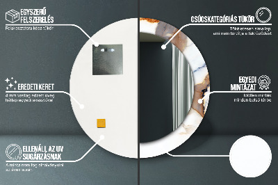 Miroir rond imprimé Marbre blanc