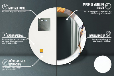 Miroir rond imprimé Marbre blanc