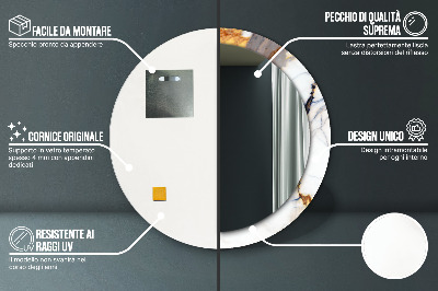 Miroir rond imprimé Marbre blanc