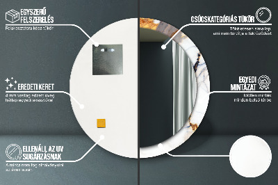 Miroir rond imprimé Marbre blanc