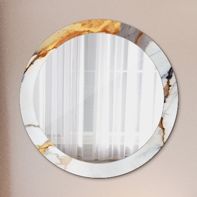 Miroir rond imprimé Marbre blanc
