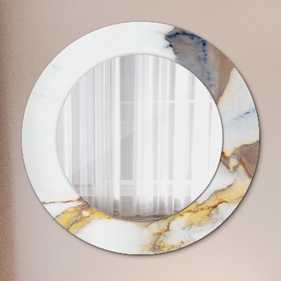 Miroir rond imprimé Marbre blanc