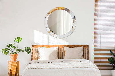 Miroir rond imprimé Marbre blanc