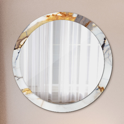 Miroir rond imprimé Marbre blanc