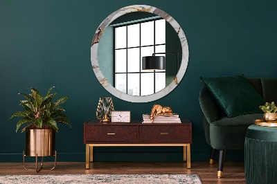 Miroir rond imprimé Marbre blanc