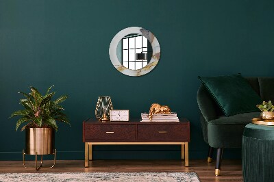 Miroir rond imprimé Marbre blanc