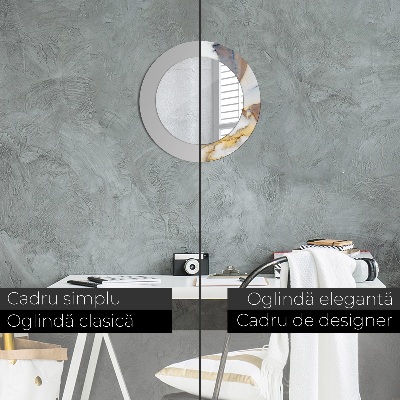 Miroir rond imprimé Marbre blanc