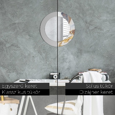 Miroir rond imprimé Marbre blanc