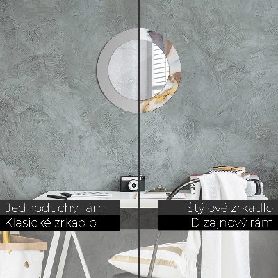 Miroir rond imprimé Marbre blanc